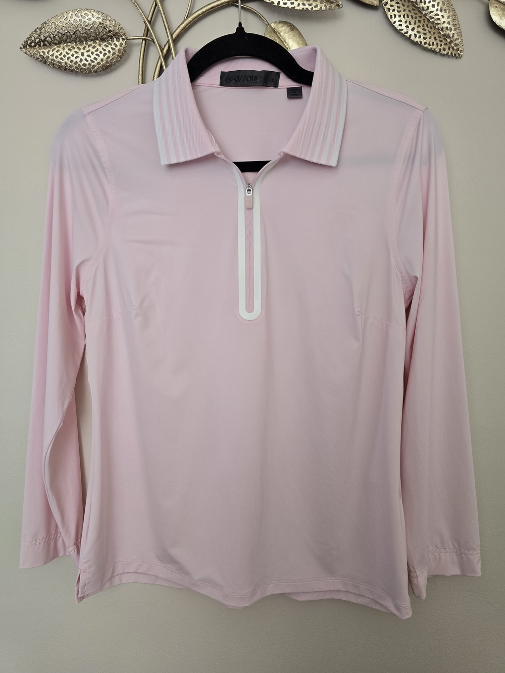 G/FORE Women’s Long-Sleeve Zip Polo Top - Light Pink Size S